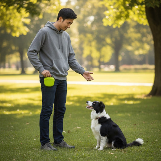 FURRYKU lime green silicone dog treat waist bag with magnetic closure and clip for training.
