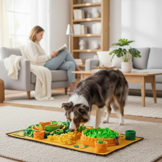 Furryku Large Interactive Foraging Mat - Dog Snuffle Mat for Mental Stimulation & Enrichment - Slow Feeder Brain Game - Machine Washable FURRYKU
