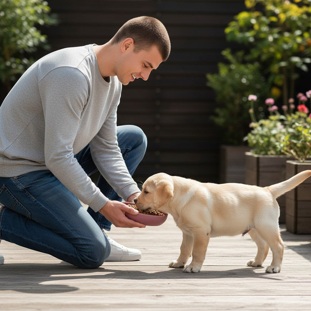 FURRYKU mauve silicone slow-feed dog bowl with anti-slip suction base and maze-like interior for portion control.