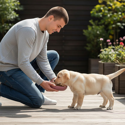 FURRYKU mauve silicone slow-feed dog bowl with anti-slip suction base and maze-like interior for portion control.