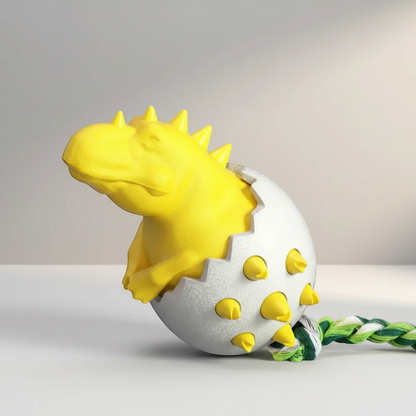 Durable Dino Dog Chew Toy – Rubber & Rope Interactive Chewer