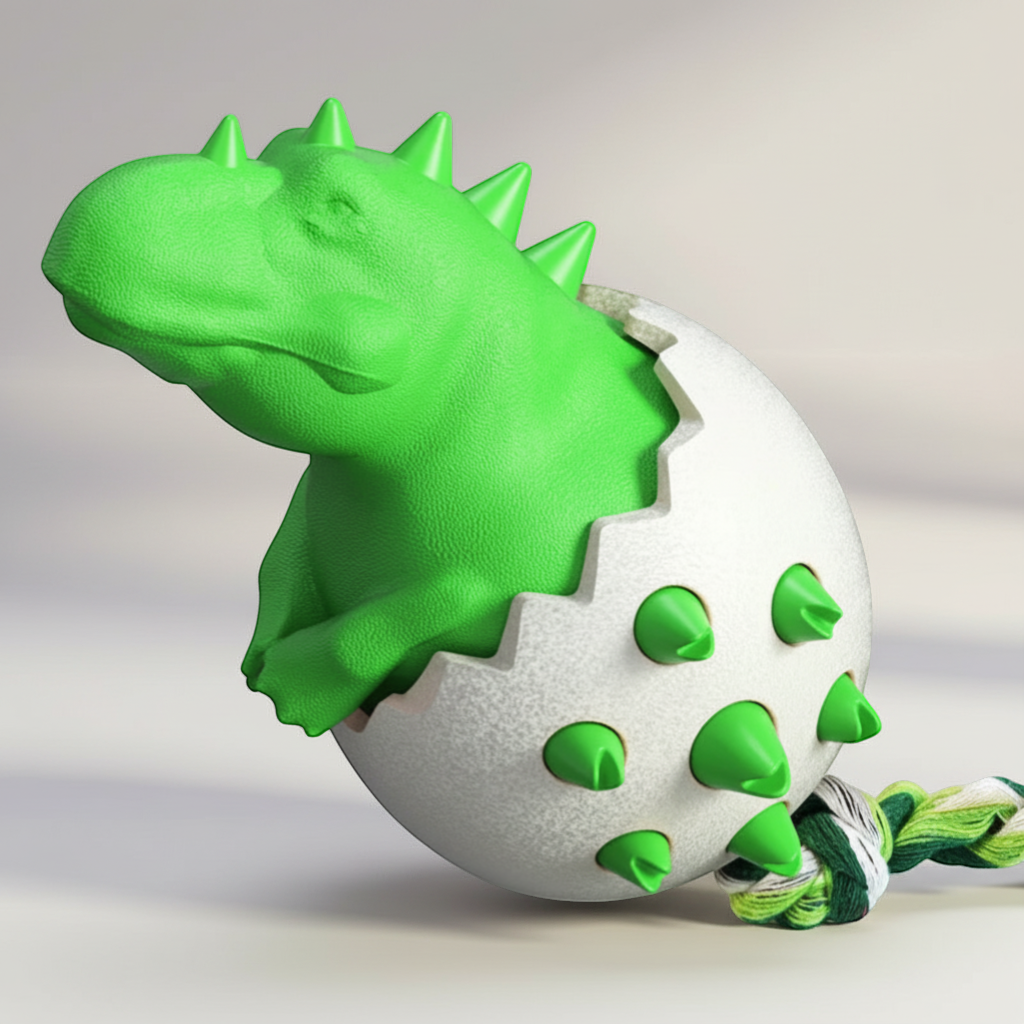Durable Dino Dog Chew Toy – Rubber & Rope Interactive Chewer