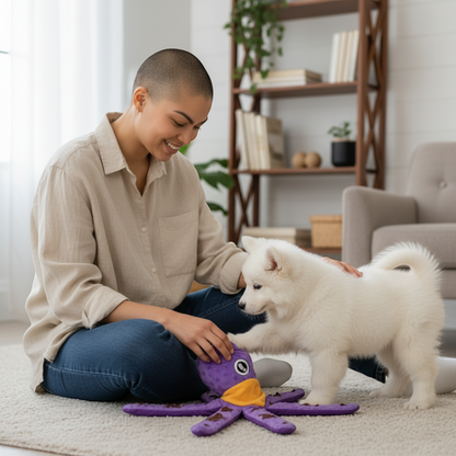 Squeaky Octopus Plush Dog Toy – Interactive Puzzle & Chew Toy