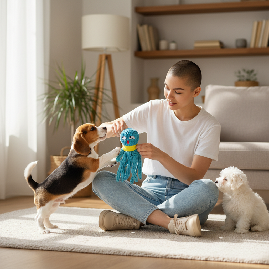 Squeaky Octopus Plush Dog Toy – Interactive Puzzle & Chew Toy