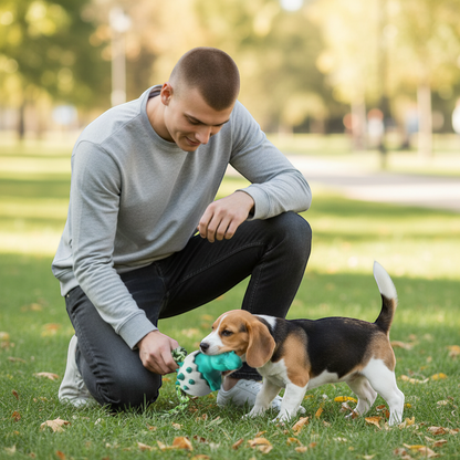 Durable Dino Dog Chew Toy – Rubber & Rope Interactive Chewer