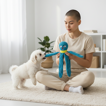 Squeaky Octopus Plush Dog Toy – Interactive Puzzle & Chew Toy