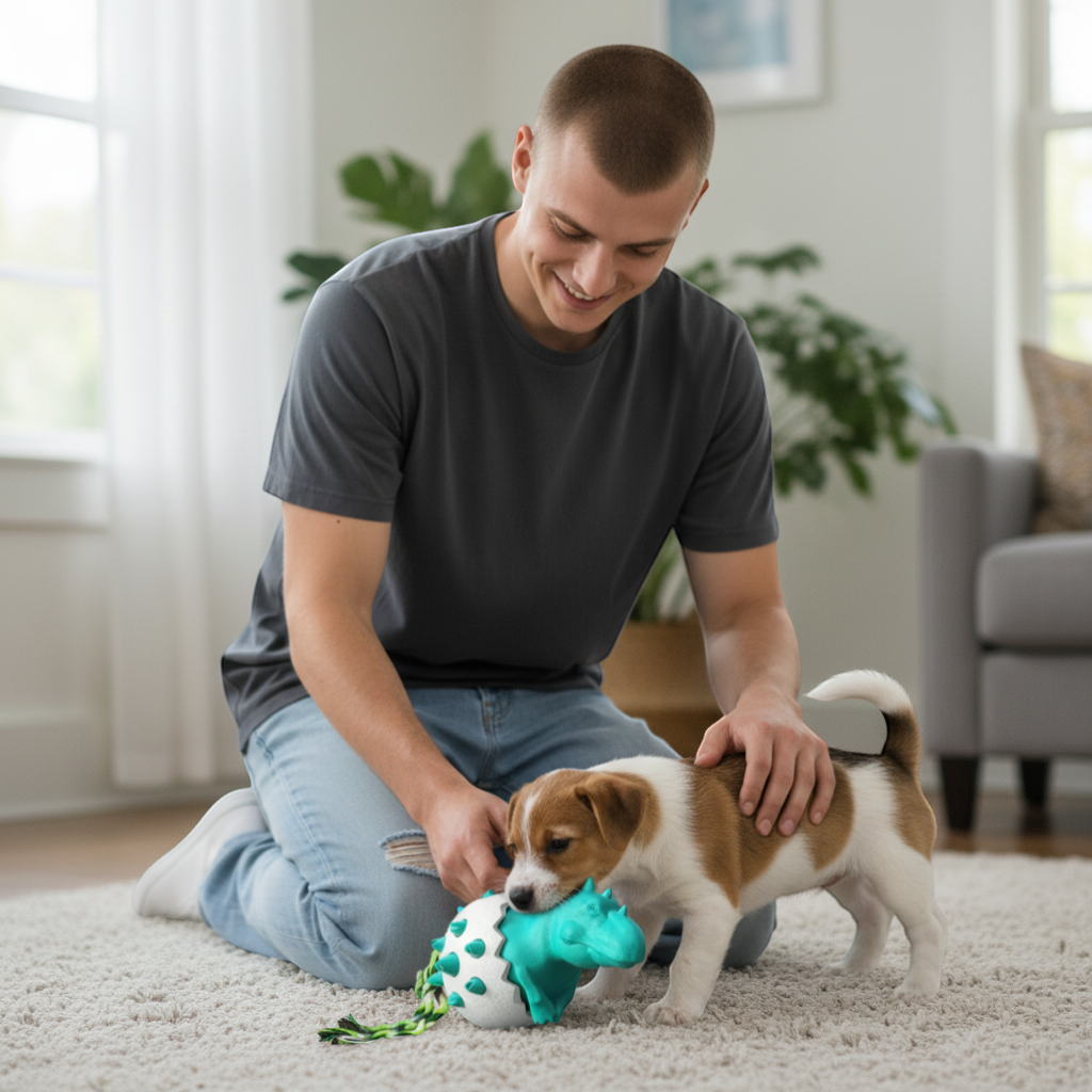 Durable Dino Dog Chew Toy – Rubber & Rope Interactive Chewer
