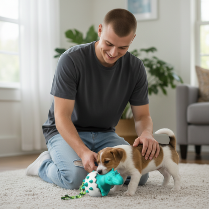 Durable Dino Dog Chew Toy – Rubber & Rope Interactive Chewer