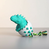Durable Dino Dog Chew Toy – Rubber & Rope Interactive Chewer