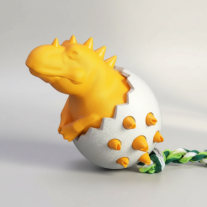 Durable Dino Dog Chew Toy – Rubber & Rope Interactive Chewer