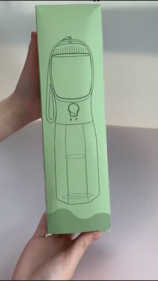 3-in-1 Portable Dog Water Bottle & Food Container | Leak-Proof Travel Cup with Waste Bag Dispenser - BPA Free Outdoor Pet Gear | Furryku